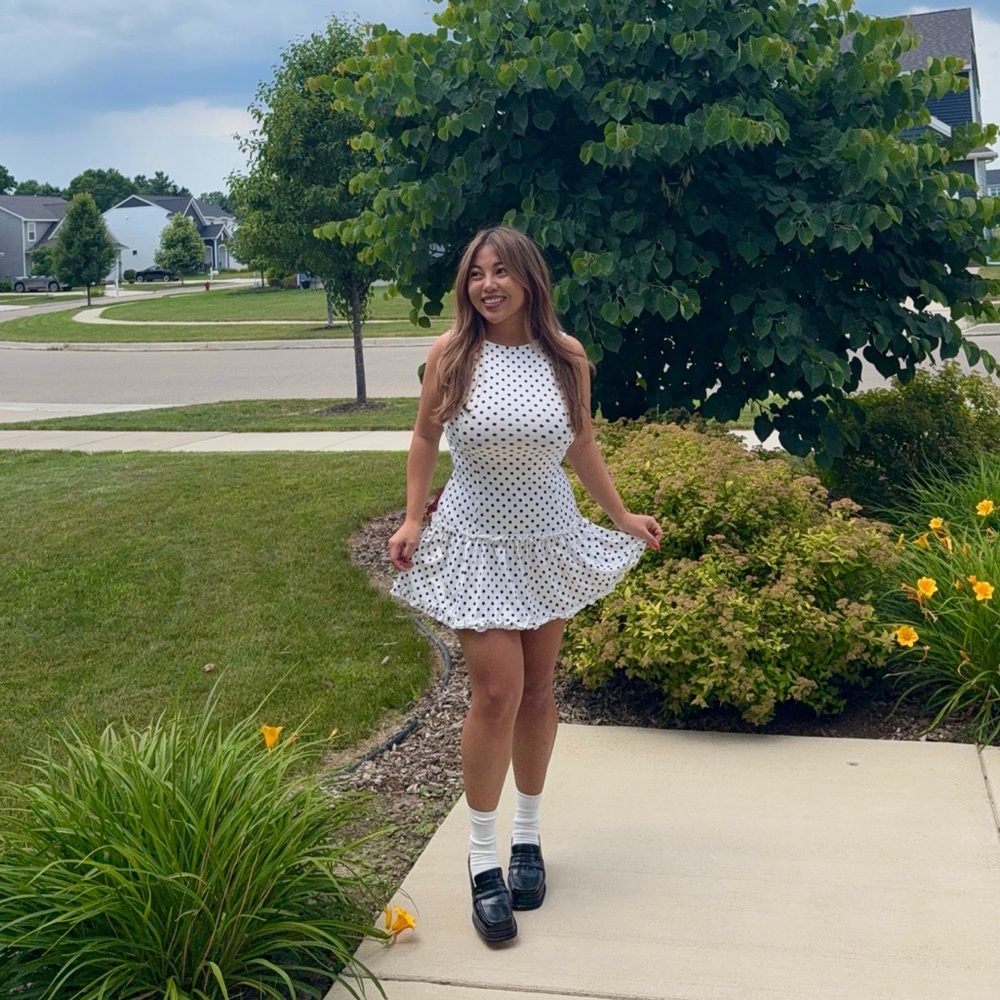White Polka Dot Mini Dress